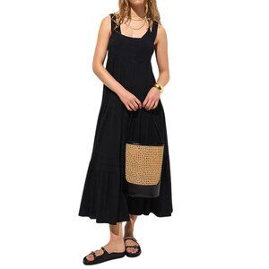 J.crew Airy‎ gauze tiered maxi dress tiered boho beachy black sz S